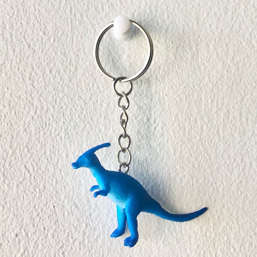 ❤️ Blue Parasaurolophus Dinosaur Keychain
